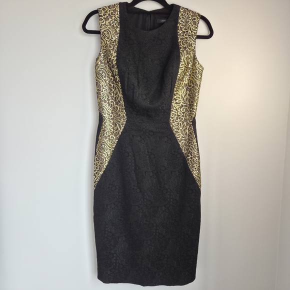 Carmen Marc Valvo Dresses & Skirts - Carmen Marc Valvo Formal Black Gold Panel Brocade Bodycon Cocktail Dress Size 6